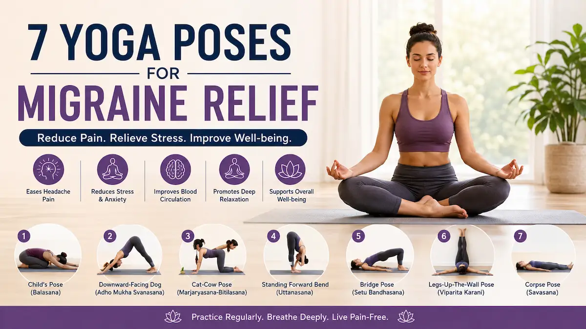 7 yoga poses for migraine relief, including Child’s Pose