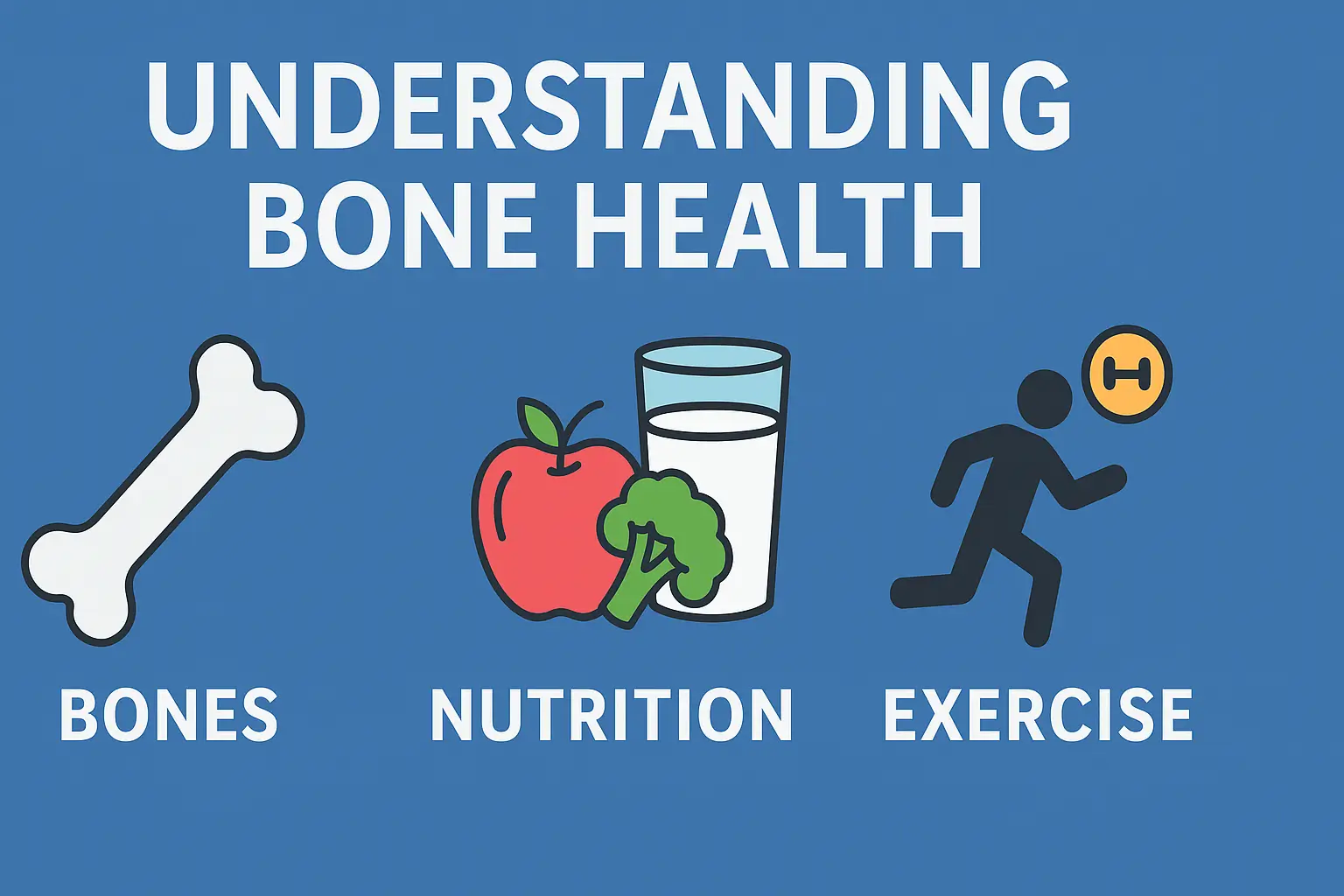 Infographic illustration showing bone health tips