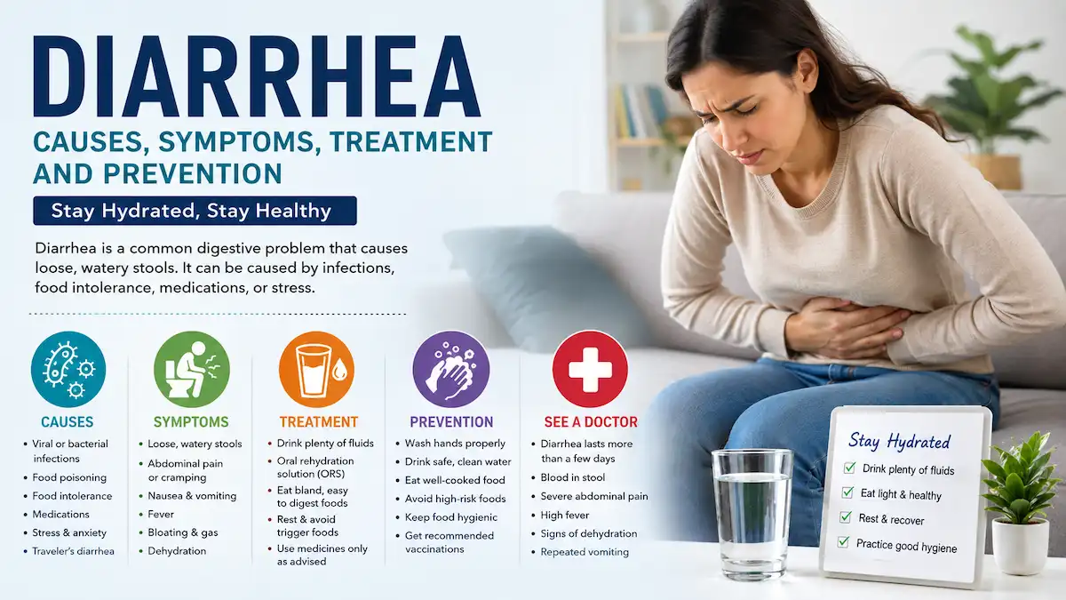 Diarrhea causes, symptoms, treatment, prevention, and dehydration warning signs