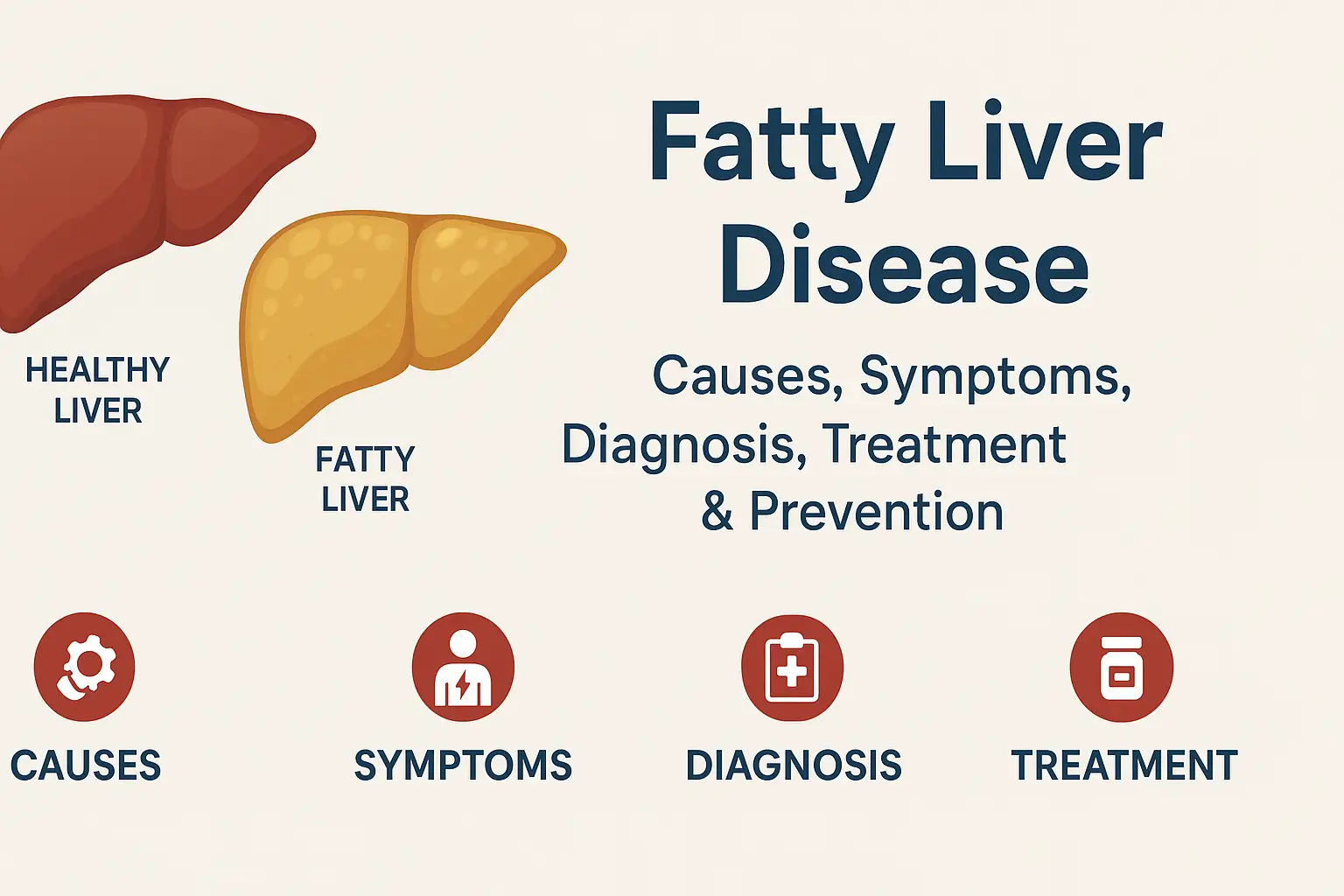 Illustration showing fatty liver disease progression with healthy and fatty liver comparison