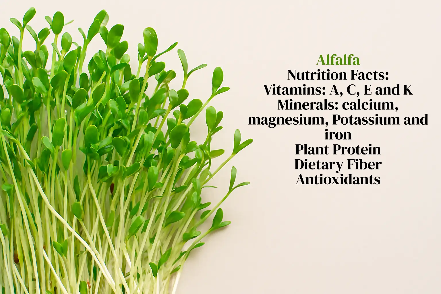 Fresh green alfalfa plant Medicago sativa rich in vitamins and minerals