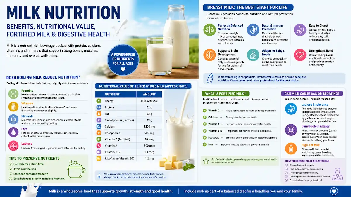 Glass of fresh milk showing nutritional benefits