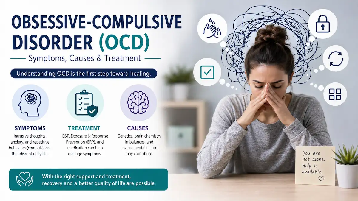 Infographic explaining obsessive-compulsive disorder (OCD)