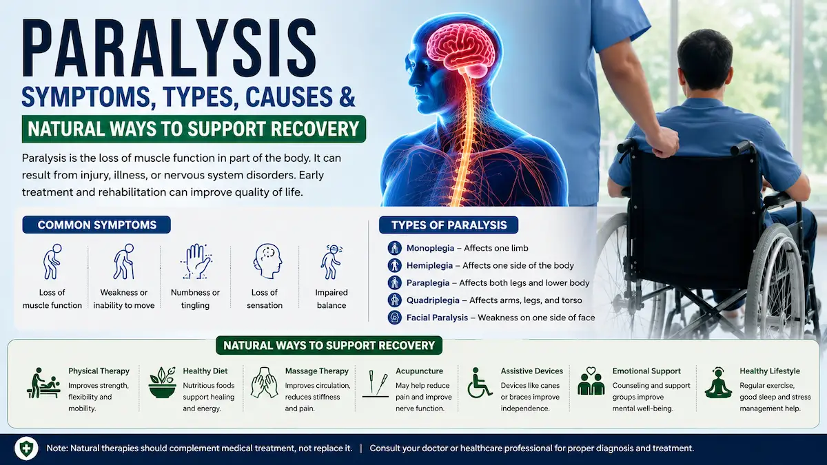 Illustration showing different types of paralysis with rehabilitation exercises and physical therapy