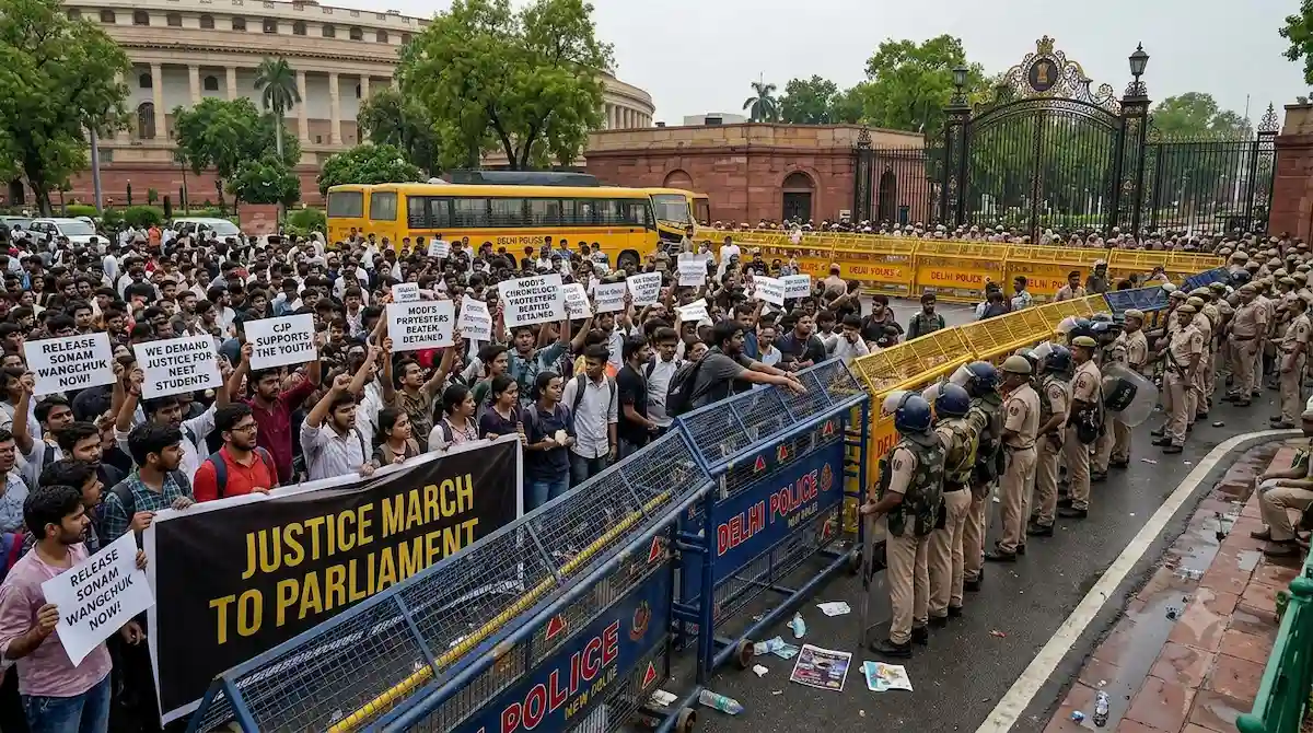 Sonam Wangchuk and the Sansad Chalo protest over student concerns and democratic rights