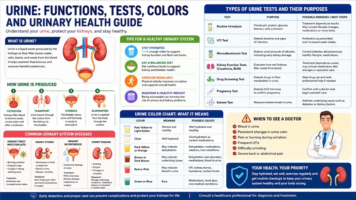 Urine Functions, Tests, Colors & Urinary Health