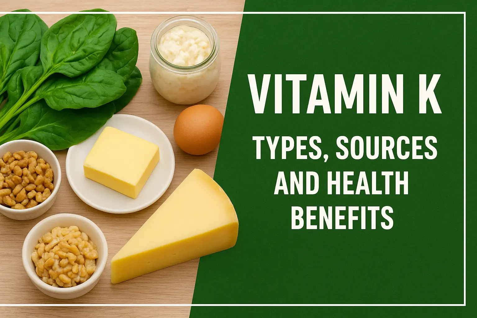 Fresh green leafy vegetables and fermented foods rich in Vitamin K