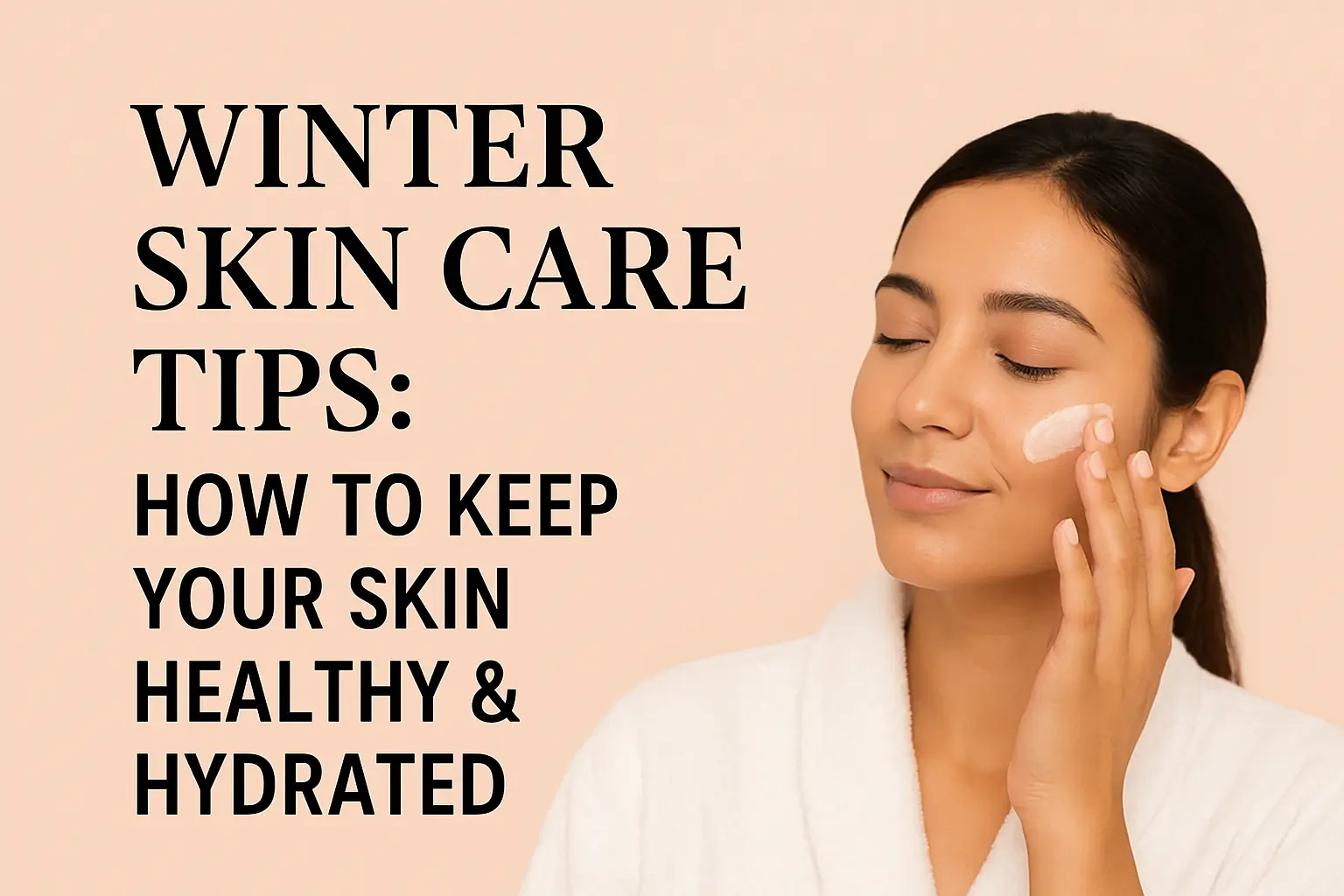 Woman applying moisturizer as part of her winter skin care routine to prevent dryness