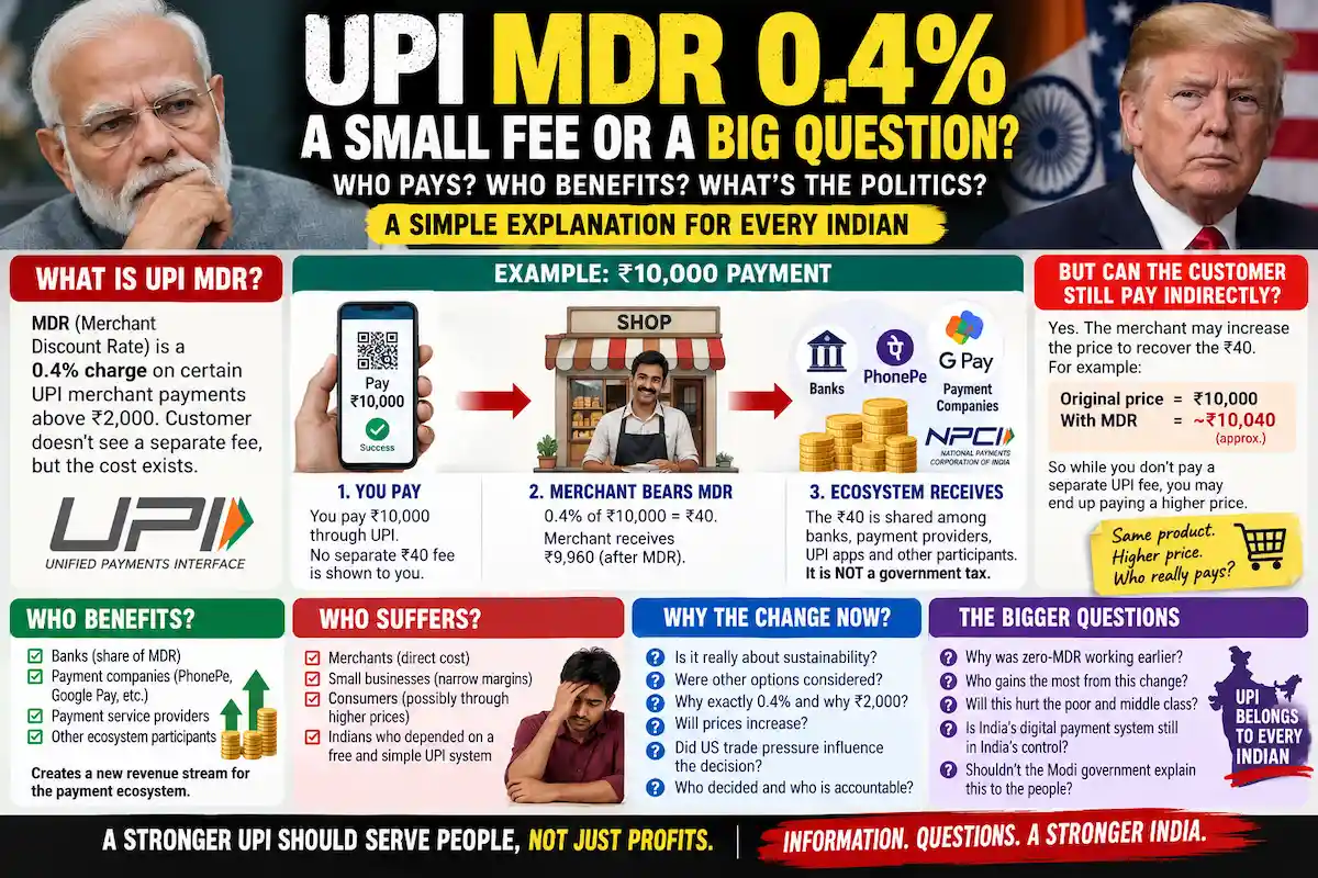 UPI MDR 0.4% showing who pays and who benefits
